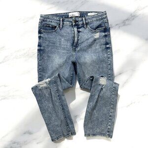 Sam Edelman High Rise Slim Straight Ankle Jeans Size 31 Distressed Denim Acid